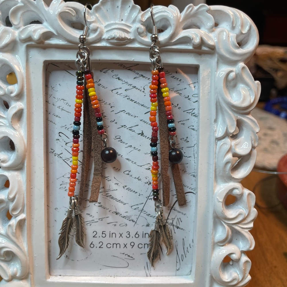 Handmade Southwestern Tassel Dangle Earrings